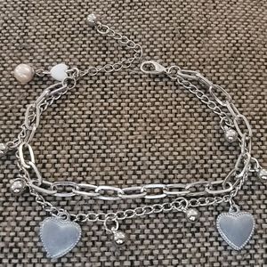 Heart Charm Bracelet with Real Pearl and Freshwater Shell Heart